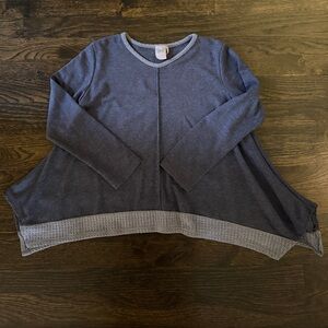 For All Seasons Gray Long Sleeve Top with Waffle Hem